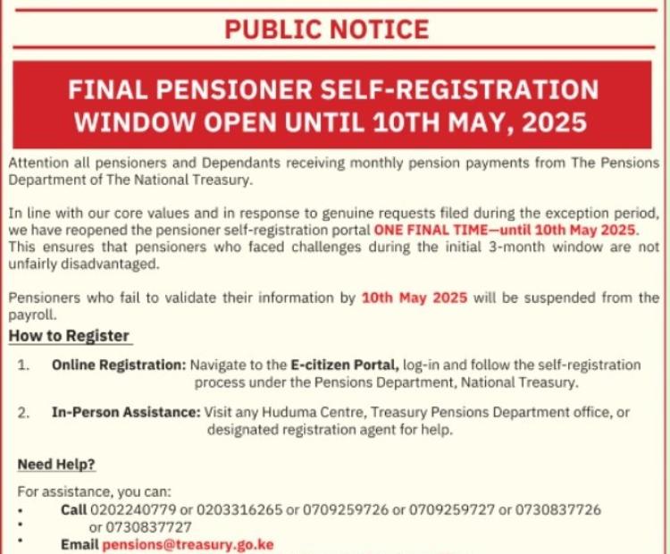 Final Pensioner self-registration poster